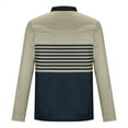 thumbnail image 4 of Stamzod Mens Golf Shirts 1/4 Zip Up Long Sleeve Business Work Casual Muscle Shirts Stripe Patchwork Slim Fit Performance Dress Shirt on, 4 of 5