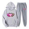 thumbnail image 3 of Feancey Womens Hoodie Sweatsuits 2 Piece Set Cute Heart Print Lounge Sets for Women Oversized Hooded Pullover and Jogger Pants Tracksuit Outfits Gray L, 3 of 7