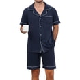 thumbnail image 5 of Men’s Cotton Pajamas Set - Button-Down Shirt & Pants with Pockets, Soft Breathable Sleepwear & Loungewear, Sizes S-2XL, 5 of 11