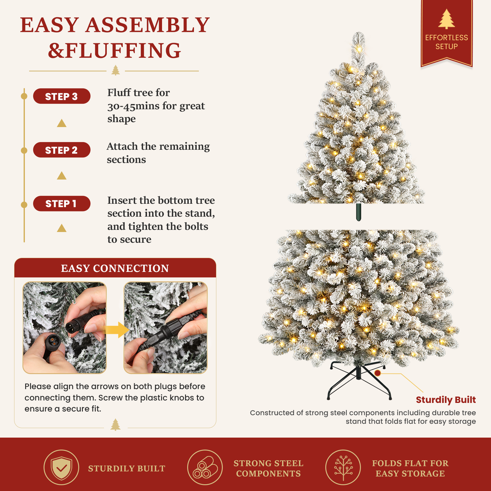 Lolsea 4.5' Pre-Lit Snow Flocked Artificial Christmas Tree photo 4