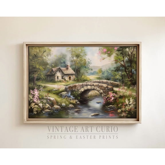 Vintage Colorful Spring Wildflower Landscape, Floral Cottagecore Wall Art For Farmhouse Decor, Antique Scenery Home Decor #3253, 8x12 UNFRAMED