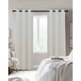 thumbnail image 3 of Cream Geometric Blackout Curtains 96 Inches Long for Bedroom,Modern White Stripe Abstract Distortion Art Thermal Insulated Room Darkening Black Out Window Curtain Grommet Living Room Curtains, 3 of 8