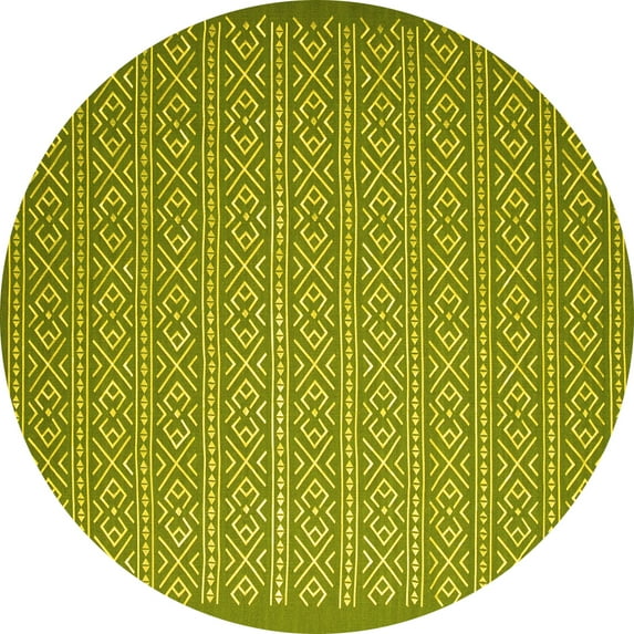 Ahgly Company Indoor Round Abstract Yellow Contemporary Area Rugs, 8' Round