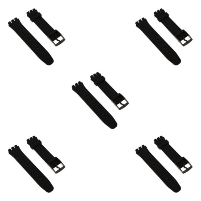 Baohd Versatile Silicone Watch Bands Watch Straps Replacement Rubber Wrist Band Black 20mm 5Set