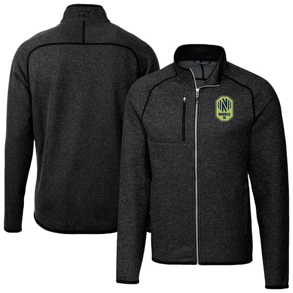Men's-Cutter & Buck  Heather Charcoal Nashville SC Big & Tall Mainsail Sweater-Knit Full-Zip Jacket
