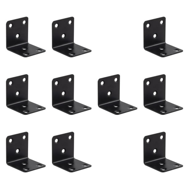 10x junta de ángulo recto sujetadores de esquina de Metal soportes de estante de acero inoxidable Clips de soporte de esquina de acero para estantes Negro