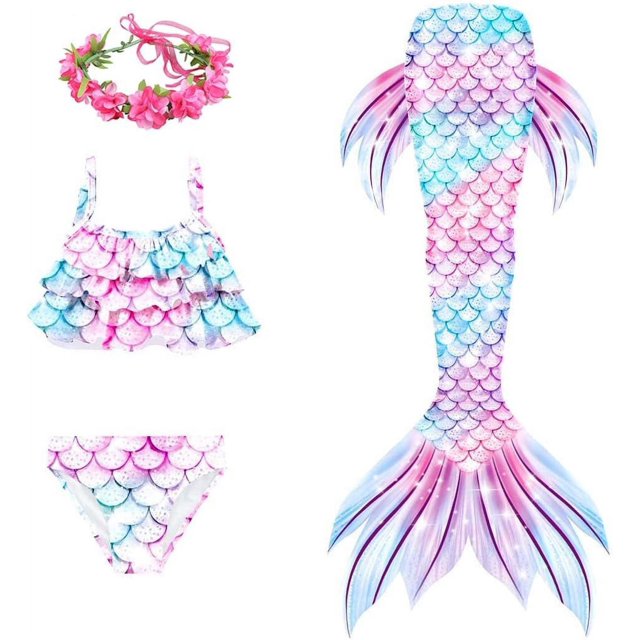 Cola de sirena para nadar para niñas y niños, hermoso disfraz de sirena, traje de baño, traje de baño Cosplay