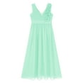 thumbnail image 5 of iiniim Kids Girls Chiffon Ruched Junior Bridesmaid A Line Swing Maxi Formal Pageant Prom Dress Mint Green 6, 5 of 7