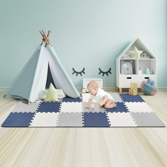 Baby Playmat, 0.39" Thin 36Pcs Puzzle Play Mat Interlocking Floor Crawling Mat with 3.24 Sqm Coverage