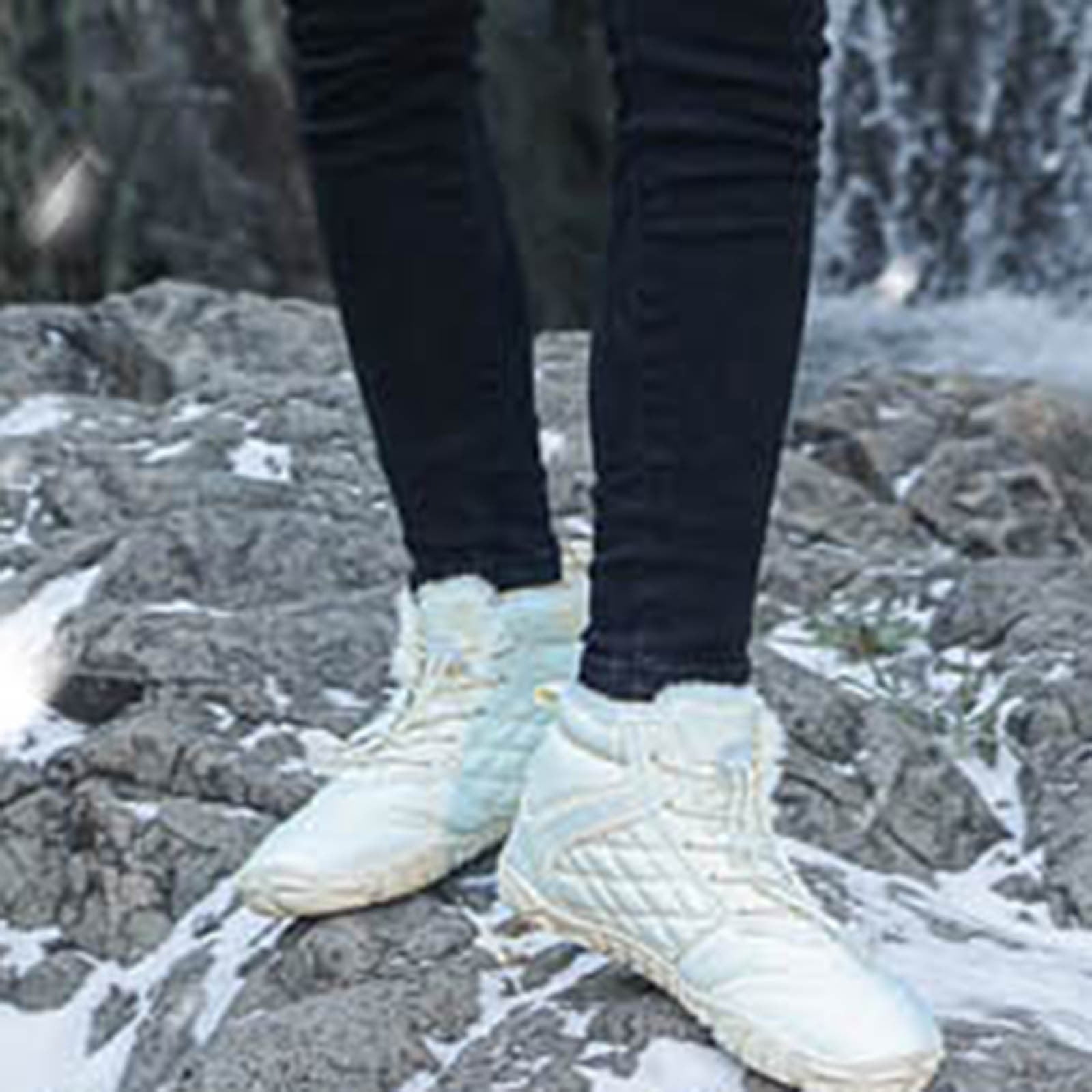 Ketyyh-chn99 Winter Barefoot Hiking Boots Golf Shoes Men's Women's Winter Barefoot Hiking Boots Warm Snow Boot Slip On Barefoot Boots White,7.5