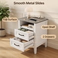 thumbnail image 3 of 2-Piece Set Dresser for Bedroom, 2-Drawer Nightstand with Charging Station, Open Shelf, USB Ports & AC Outlet, White with Gray Tabletop, 3 of 6