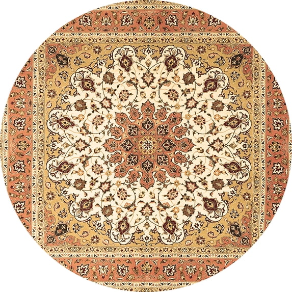 Ahgly Company Indoor Round Medallion Brown Traditional Area Rugs, 5' Round