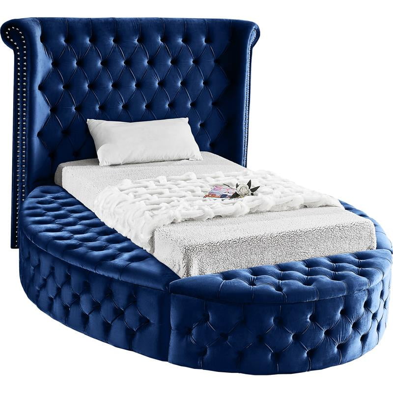 Meridian Furniture Luxus Navy Velvet, Navy Bed Frame Twin