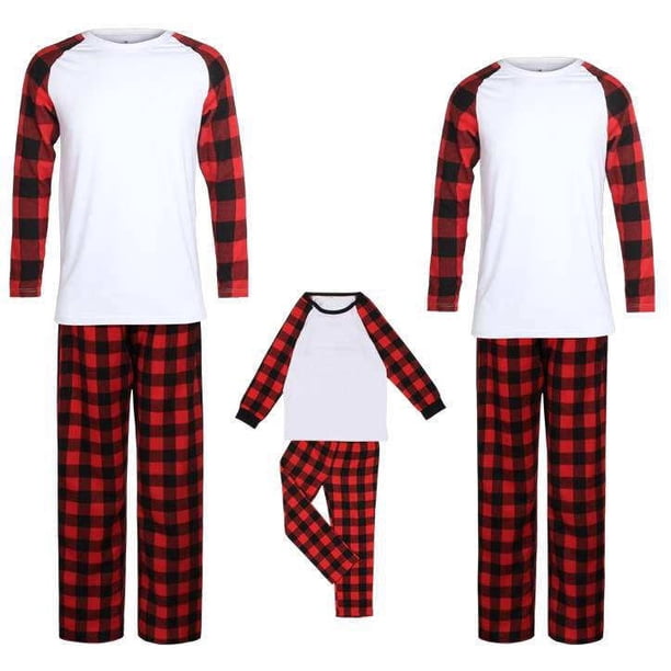 Pijamas de vinilo en blanco de sublimación, ropa de dormir de invierno, trajes familiares de manga a cuadros, hombres, mujeres, niños, pijamas de Navidad en blanco de sublimación WD.WDQZL Hogar