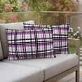 thumbnail image 4 of Purple Black Plaid Waterproof Outdoor Pillow Covers 20''x12'' Set of 2, Patio Furniture Cushion Covers for Chairs, Farmhouse Purple Black Checkered Decorative Pillow Cases for Garden/Pool/Beach, 4 of 9