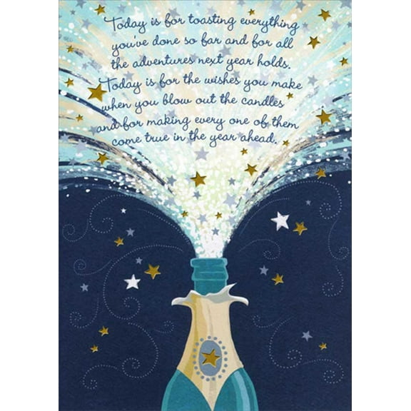 RSVP Toasting Everything : Champagne Bubbles and Stars Birthday Card