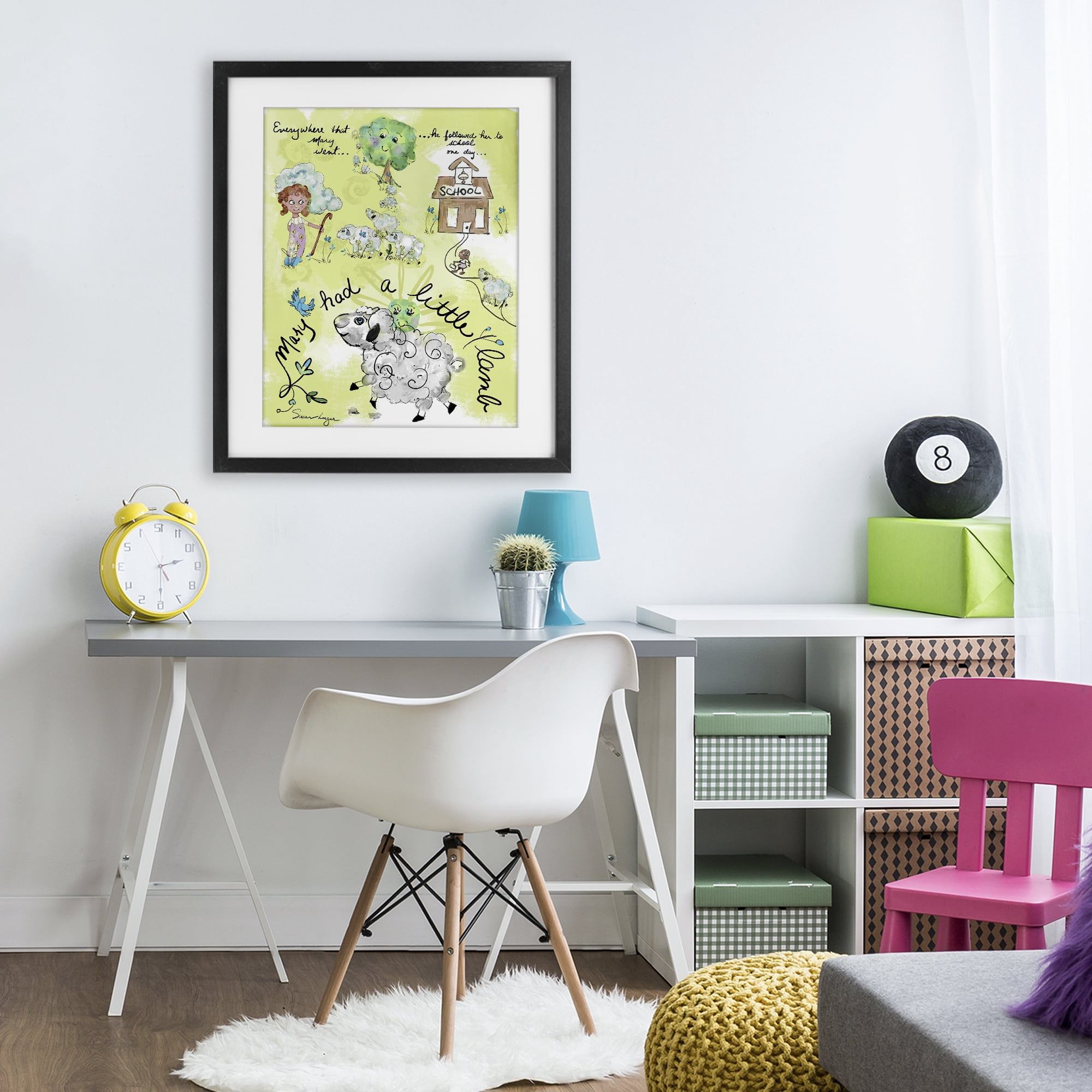 Stupell Industries Little Lamb Nursery Rhyme Black Framed Print Under Glass, design by Susan Lugar