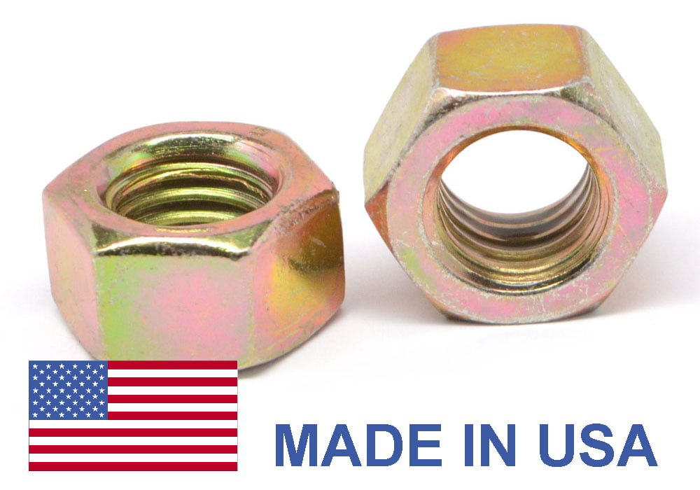 USA Alloy Steel Yellow Cad Plated/Wax 7/8-14 Fine Thread Grade 9 Finished Hex Nut L9 