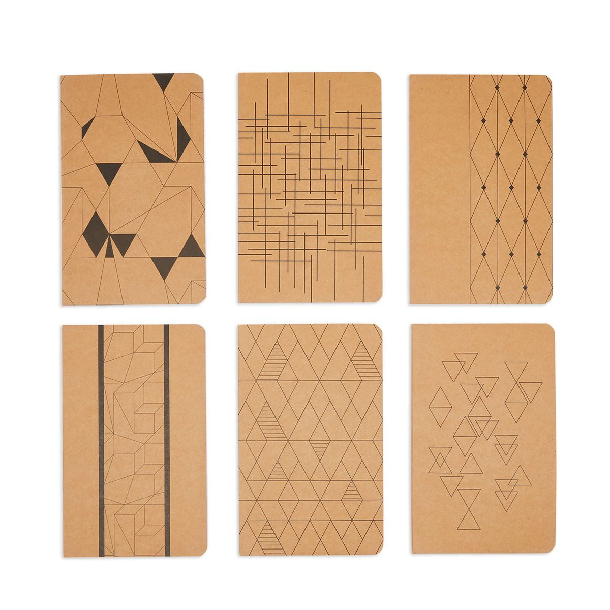 6 Pack Kraft Graph Paper Notebooks for Students, Square Grid Journals