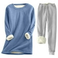 thumbnail image 2 of YUGYXL 2 Piece Winter Sweatsuits for Women Thicken Plus Size Outfits Fashion Crew Neck Sweatshirt and Sweatpants Thermal Tracksuits Set Sale, 2 of 3