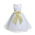 thumbnail image 3 of Ekidsbridal Satin White Canary Tulle Rattail Flower Girl Dress Junior Bridesmaid Dance Recital Wedding Beauty Pageant Princess 829S 2, 3 of 3