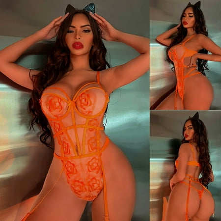 

Lilgiuy Women Lingerie Sleepwear Underwear Intimates Lace One-Piece Underwear Orange 4 Fall Fashion 2022 Spring Winter
