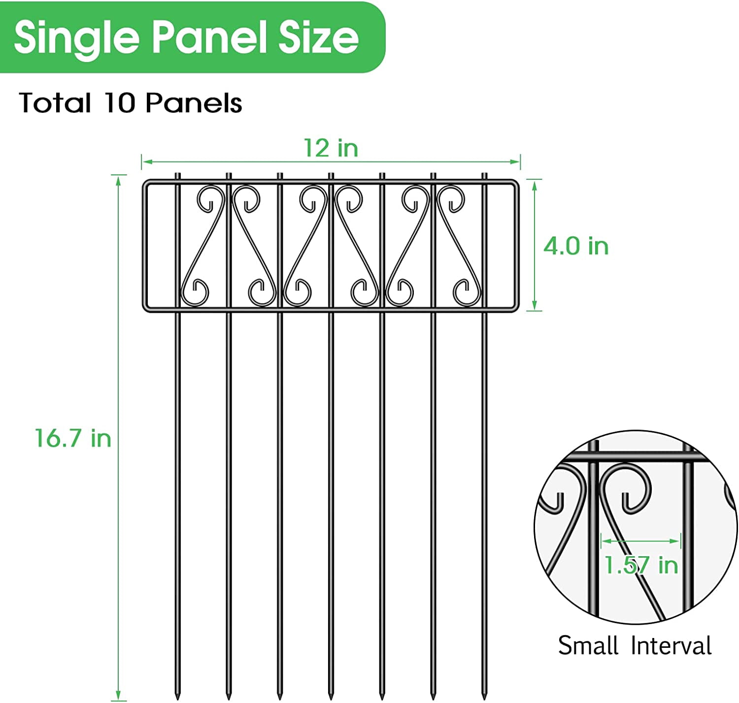 Oumilen 10 pack Animal Barrier Fence, 16.7inch(H) X 10.8 ft (L) Barrier Bottom Fence, Rustproof Metal