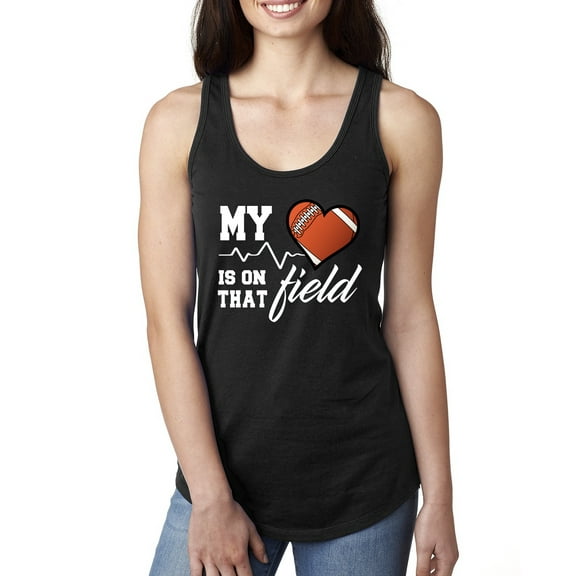 Wild Bobby, My Heart Is On That Football Field, Sports, Women Racerback Tank Top, Black, Small