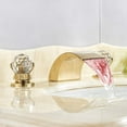 thumbnail image 2 of LED Light Waterfall Widespread Bathroom Basin Faucet 2 Crystal Knobs Sink Mixer Tap Gold Polished, 2 of 11