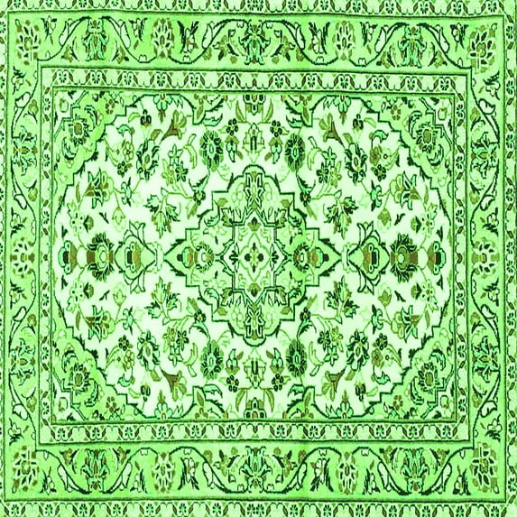 Ahgly Company Indoor Square Persian Green Traditional Area Rugs, 7' Square