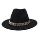 thumbnail image 2 of Sombrero Fedora de ala ancha de moda con cadena Trilby de ala grande para Negro Hugo Sombrero de fieltro, 2 of 7