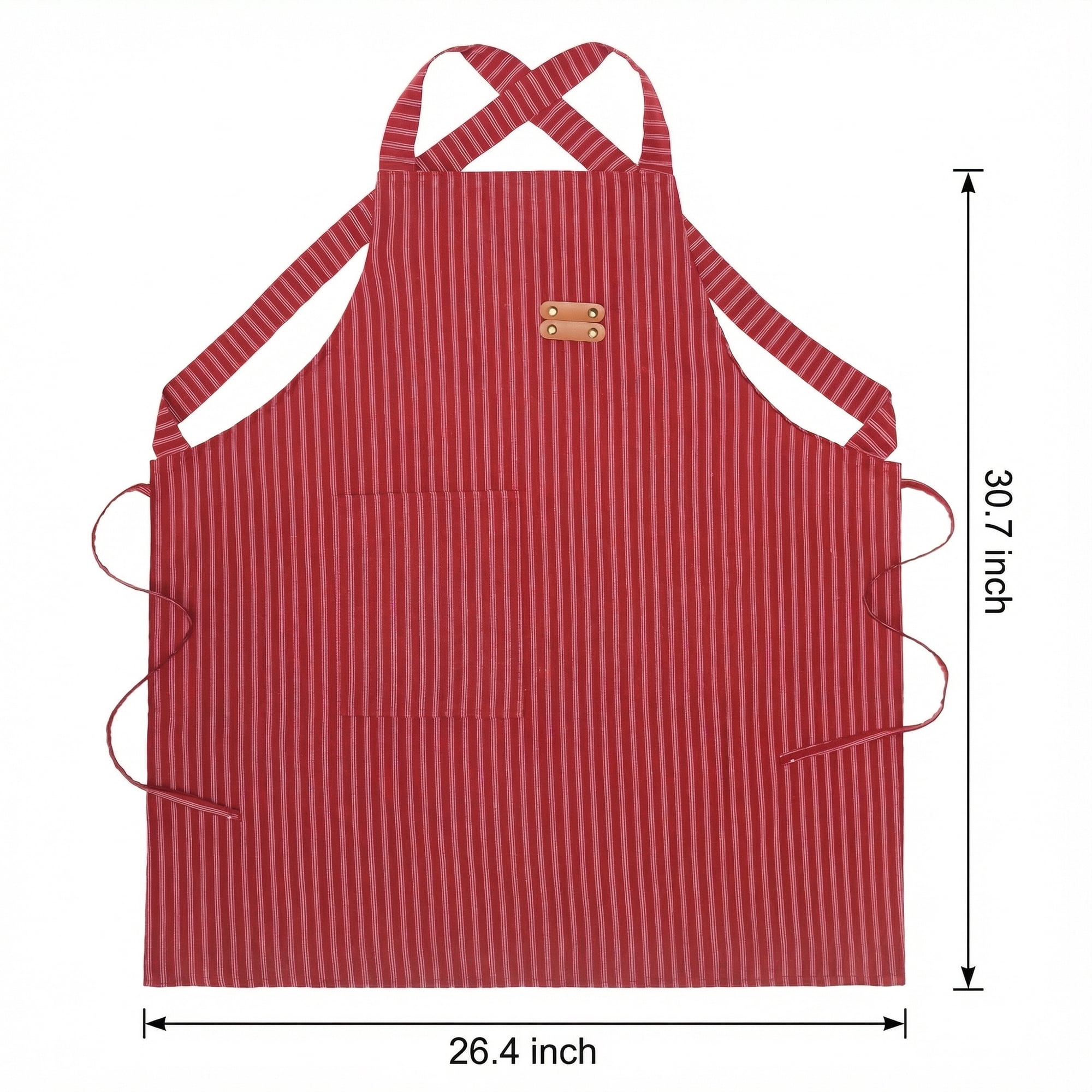 Unique Bargains Durable Polyester Kitchen Apron with Pockets for Cooking 26.4x30.7in Red