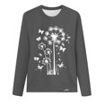 thumbnail image 4 of hxobax Women Casual Crewneck Tops Fall Long Sleeve Tshirt Dandelion Floral Tunic Cute Pullover Shirt, 4 of 5