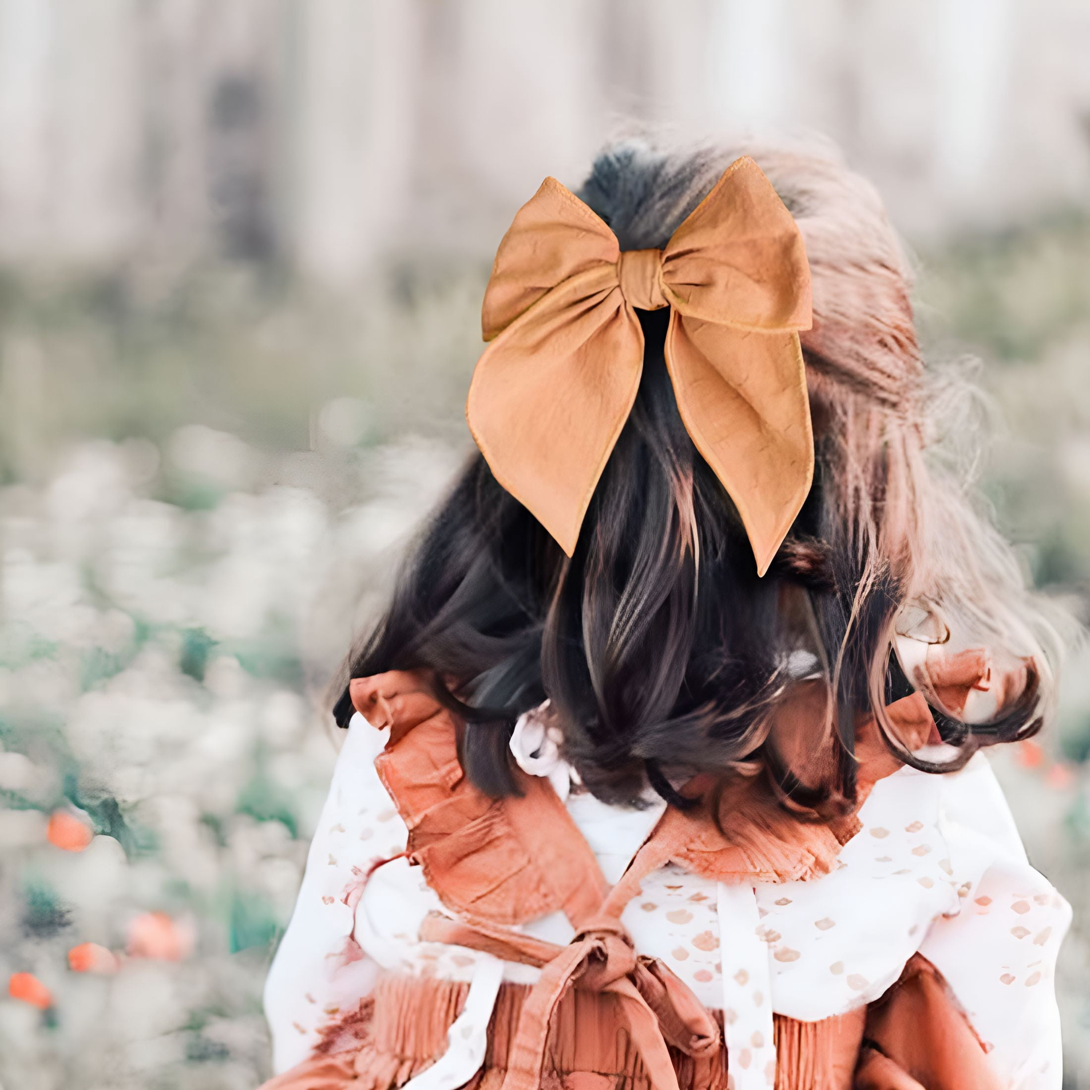 TUWAFE Girls Hair Bows Cotton Linen Alligator Hair Clips Or Little Girls Toddlers Kids Neutral Handmade Hair Accessories-5.5” Bow