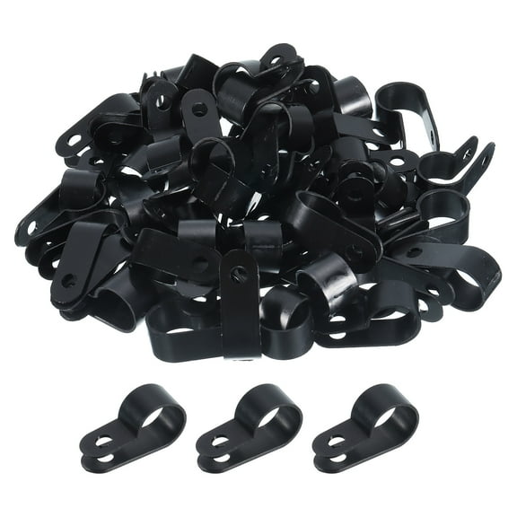 R-Type Cable Clamps, 13.2mm 0.51 Inch Cable Organizer Cord Clips Black, 200pcs
