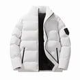 thumbnail image 2 of COSFO Mens Winter Puffer Jacket White Full Zip Casual Coat Long Sleeve Cotton Loose Fit Stand Colla Winter Coats for Men, 2 of 3