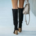 thumbnail image 5 of Juebong Fashion Women Autumn Long Tube Chunky Block Heel Shoes Boots Knee High Round Toe Boots,Black Size 7.5, 5 of 6