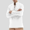 thumbnail image 2 of Hpapadks Men's Shirts Long Sleeve Steam Punk Retro Gothic Stand Polo Solid Blouses Mens Dress Shirt White S, 2 of 5