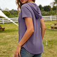 thumbnail image 5 of Women's Short Sleeve Hoodie Tunic Tops Casual Loose Fit Pullover V Neck Lightweight Sweatshirts with Pockets, 2XL, 5 of 8