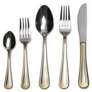 Flatware Set 20-Piece Service for 4, 18/10 Stainless Steel Silverware Cutlery, 24k Gold Plated Accent (gold sets) (Gold Beads)