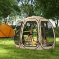 thumbnail image 2 of Outsunny 11' x 11.5' Screen Tent, Pop Up Gazebo with 2 Doors, Beige, 2 of 10