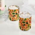 thumbnail image 2 of Yayeee 2 Pack Qtip Holder Bathroom Cotton Swab Canister with Lid Clear Dispenser Set, Green Retro Autumn Leaves, 2 of 6