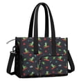thumbnail image 2 of Teacher Tote Bag,Black Dinosaurs Space Surfing Pattern Teacher Utility Tote Bag,Large Work Tote Bags for Women with Multiple Pockets,Top Zipper Closure,13.8x10.6x6.7 Inch, 2 of 5
