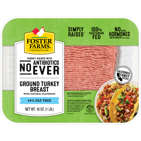 Foster Farms Simply Raised Ground Turkey Breast, 93/7, 1 lb