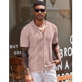 thumbnail image 2 of COOFANDY Mens Vintage Short Sleeve Button Up Knitted Polo Shirts Summer Beach Shirt for Big and Tall, 2 of 6