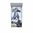 thumbnail image 2 of Mountain Bedding Set with Sheet & Covers, Matterhorn Summit Clouds Hill Scenery Glacier Natural Beauty Image Print, Printed Bedroom Decor 2 Shams, 4 Sizes, Blue White Black, by Ambesonne, 2 of 3