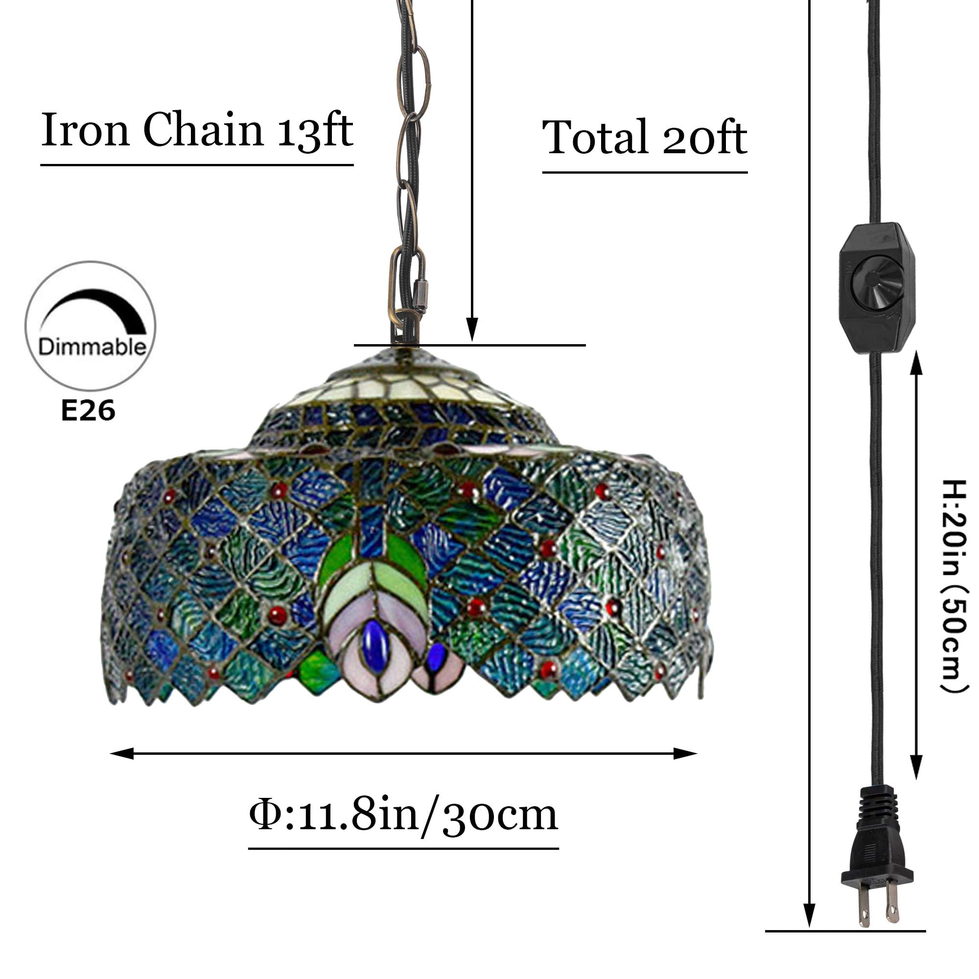 Tiffany style plug in clearance swag lamp