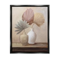 Stupell Industries Boho Palm Leaves Botanical & Floral Painting Black Floater Framed Canvas Art Print Wall Art, 17 x 21
