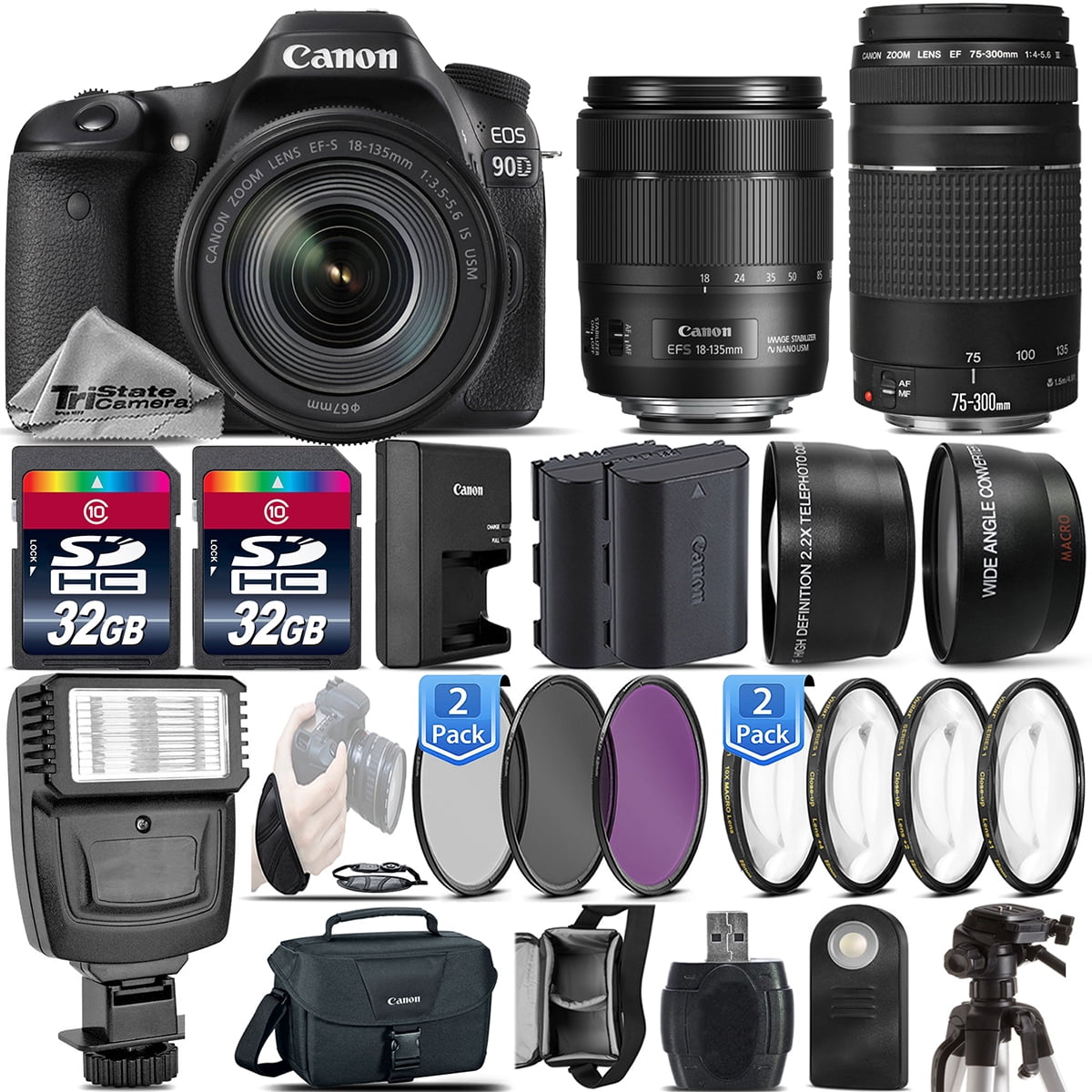 Canon Eos 90d Dslr Camera Canon 18 135mm Is Usm Lens Canon 75 300mm Lens Flash 0 43x Wide Angle Lens 2 2x Telephoto Lens 64gb Storage Walmart Com Walmart Com Canon Eos 90d Dslr Camera Canon 18 135mm Is Usm Lens Canon 75 300mm Lens Flash 0 43x Wide Angle Lens 2 2x Telephoto Lens 64gb Storage Walmart Com Walmart Com