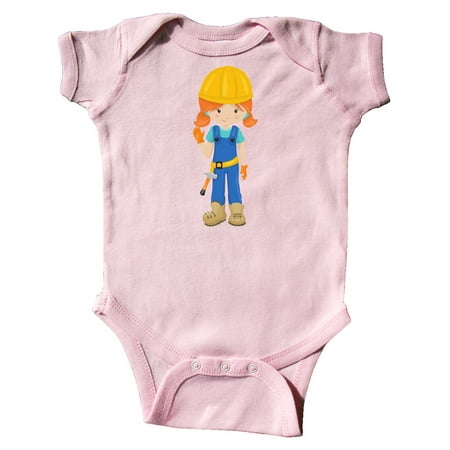 

Inktastic Cute Girl Construction Worker Orange Hair Gift Baby Girl Bodysuit